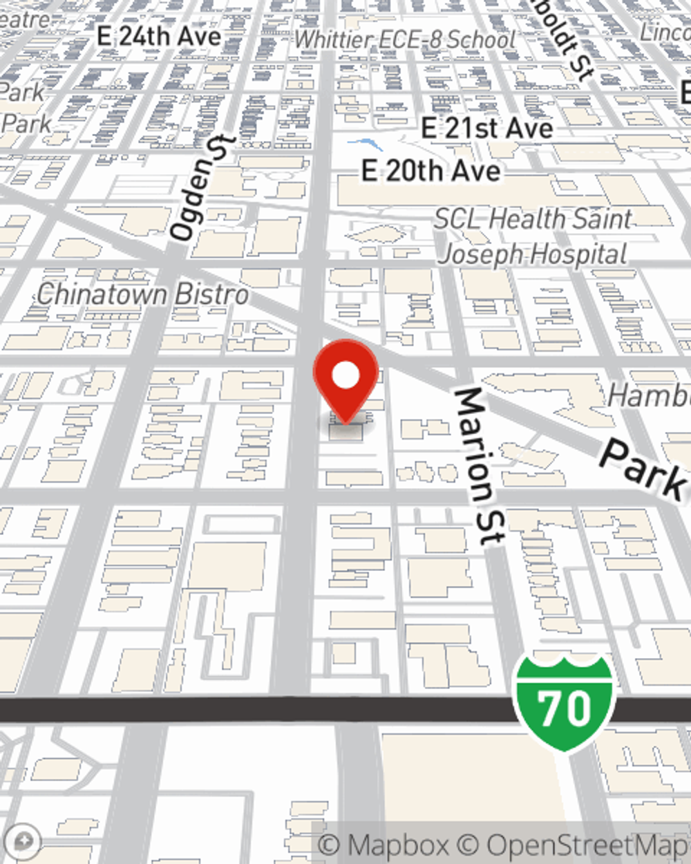 Map showing State Farm Agent Don Middleton's office at 2545 Welton Street Denver, CO
