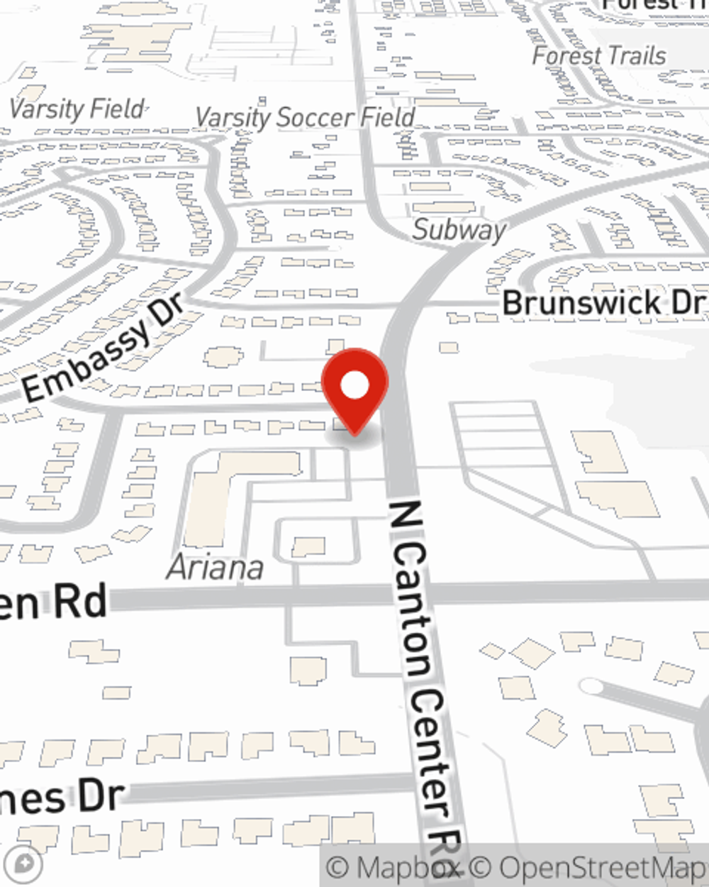 Map showing State Farm Agent Tom Stahl's office at 7245 N Canton Center Road, Canton, MI