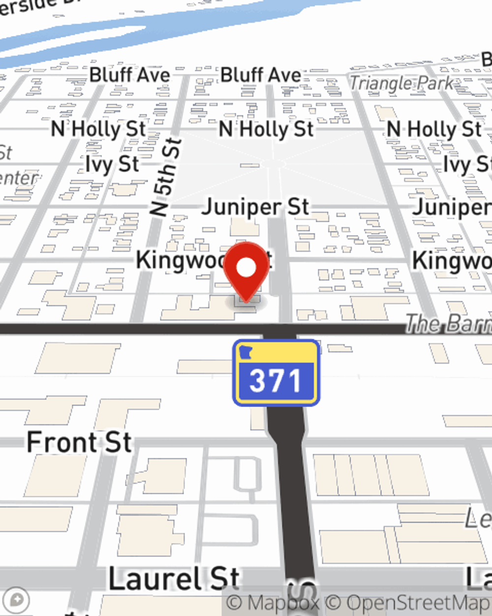 Map showing State Farm Agent Jake Brandt's office at 525 Washington Street, Brainerd, MN