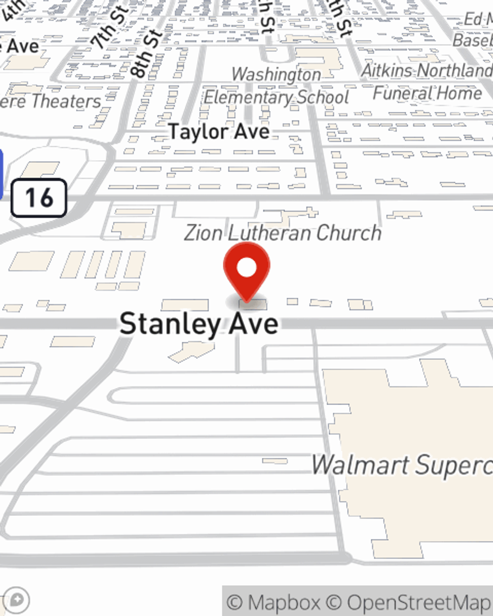 Map showing State Farm Agent Lenny Conklin's office at 913 Stanley Ave, Cloquet, MN