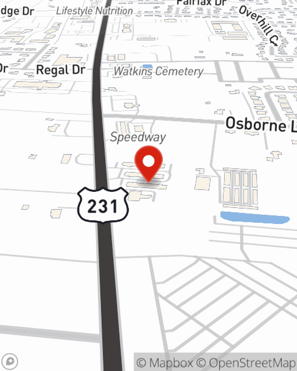 Map showing State Farm Agent Trey Helton's office at 2650 Memorial Blvd, Ste. C, Murfreesboro, TN