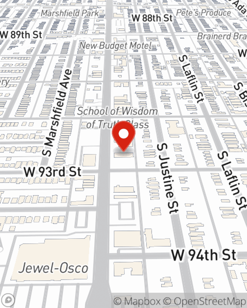 Map showing State Farm Agent Cynthia Means's office at 9245 S Ashland Avenue, Chicago, IL