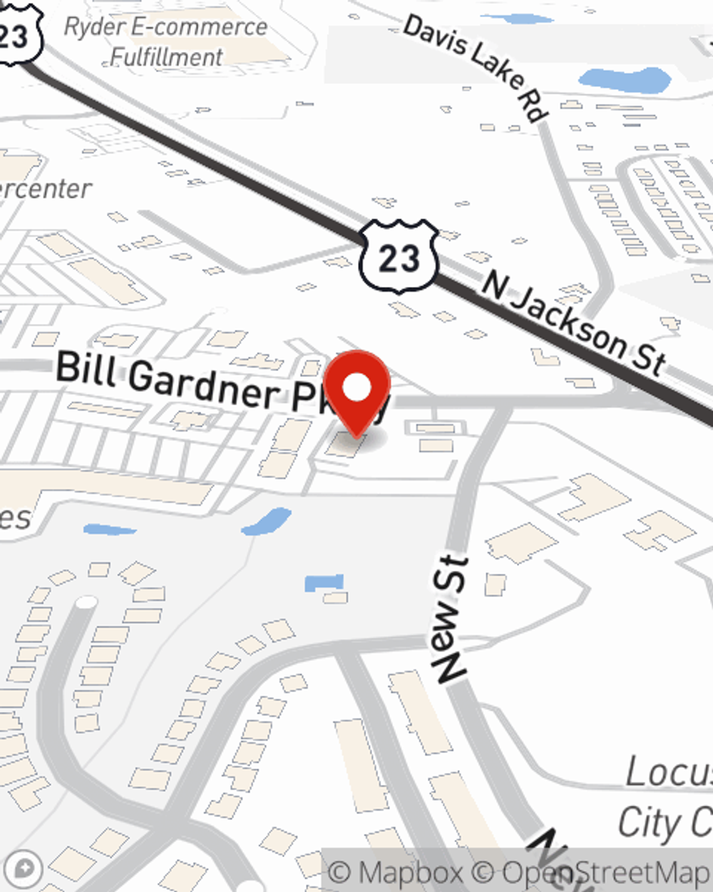 Map showing State Farm Agent Laura Huerta's office at 4992 Bill Gardner Parkway, Locust Grove, GA
