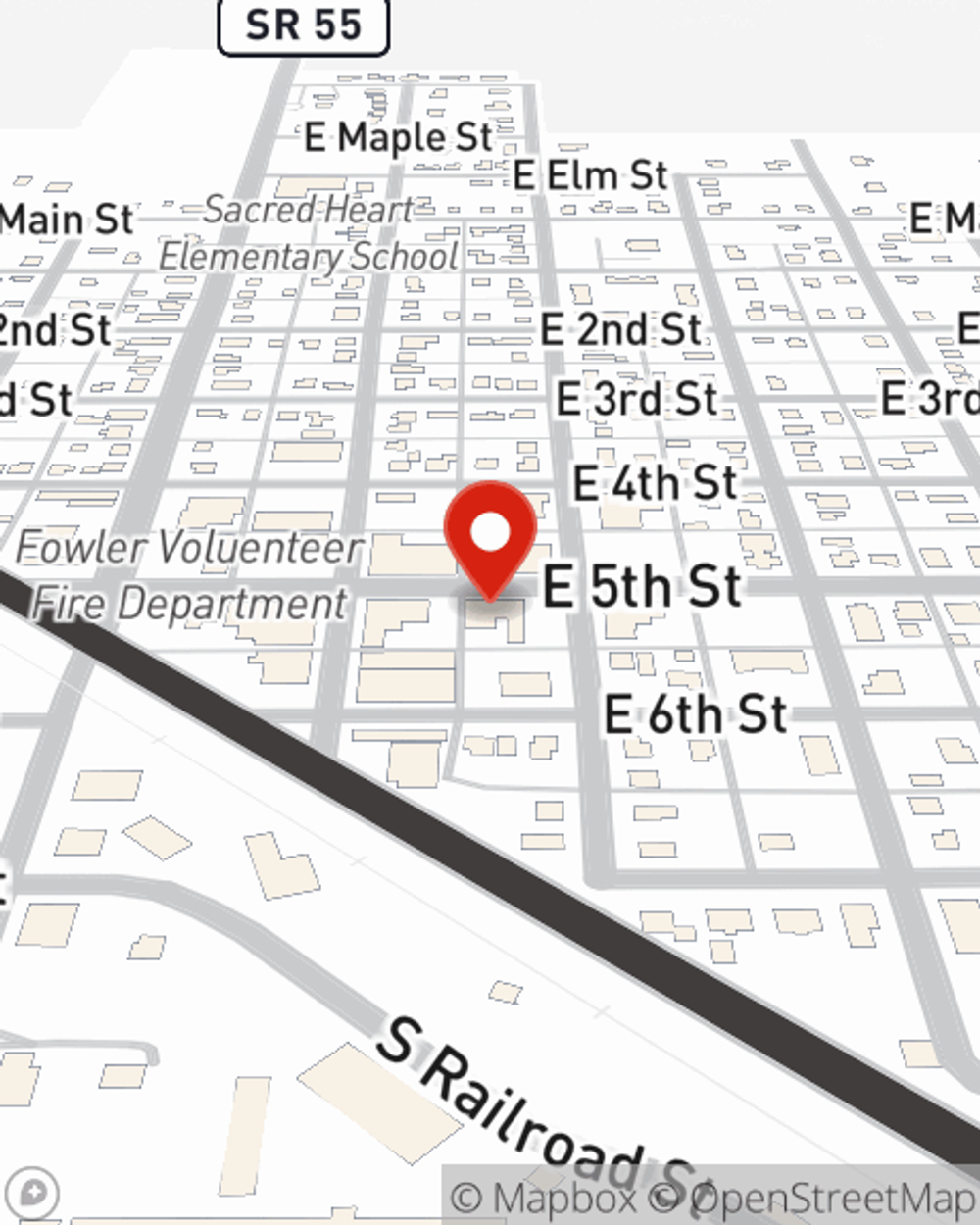 Map showing State Farm Agent Katrina Molter's office at 214 E 5th Street, Fowler, IN