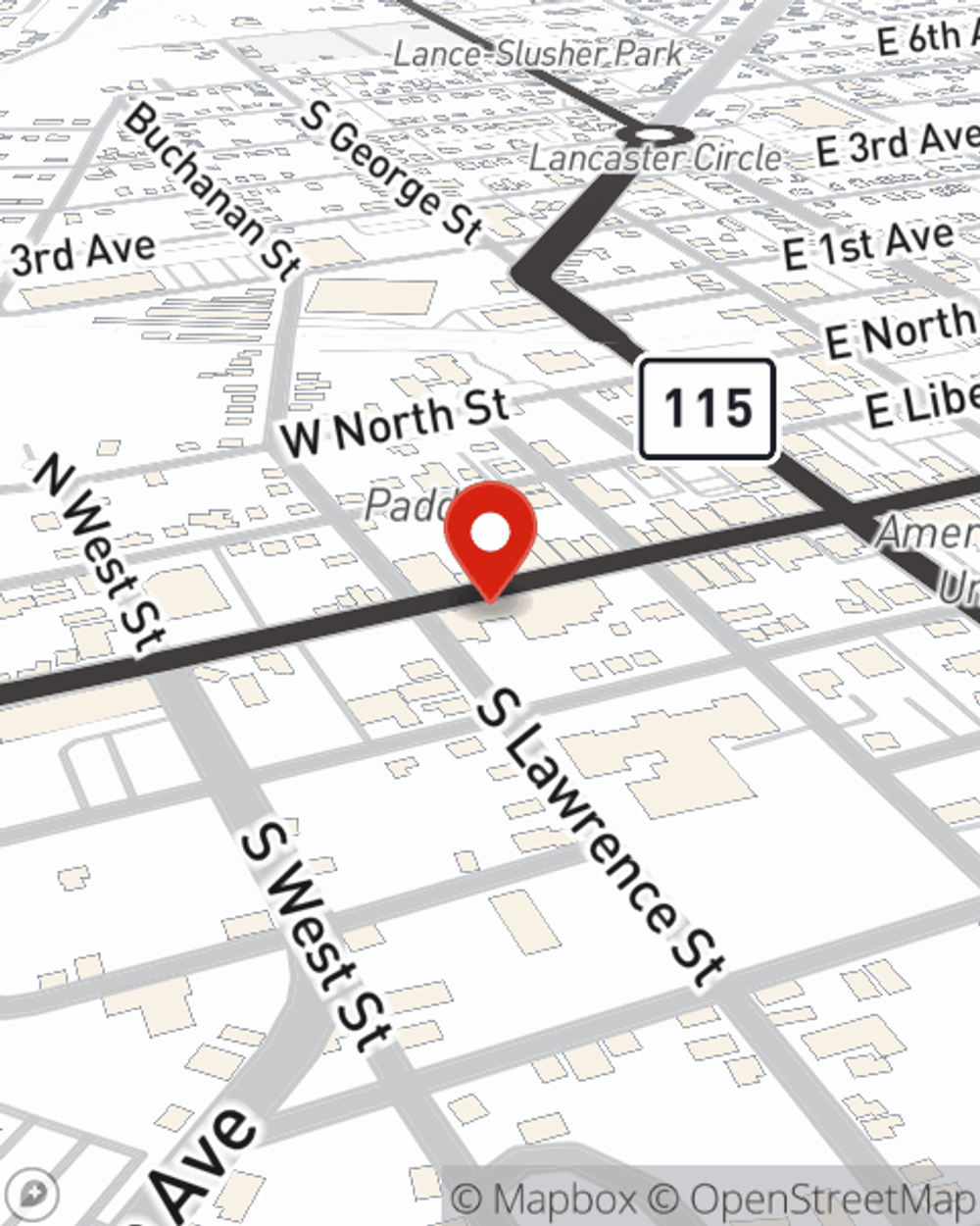 Map showing State Farm Agent Kasey Crafts's office at 231 W Washington Street, Charles Town, WV
