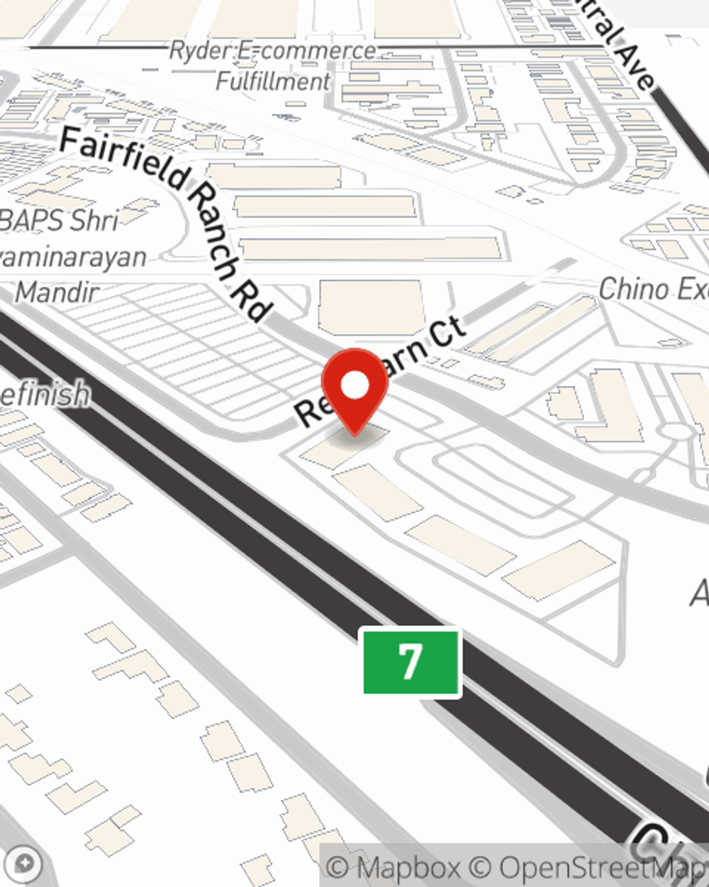 Map showing State Farm Agent Vanessa Vargas's office at 15315 Fairfield Ranch Road, Suite 260, Chino Hills, CA