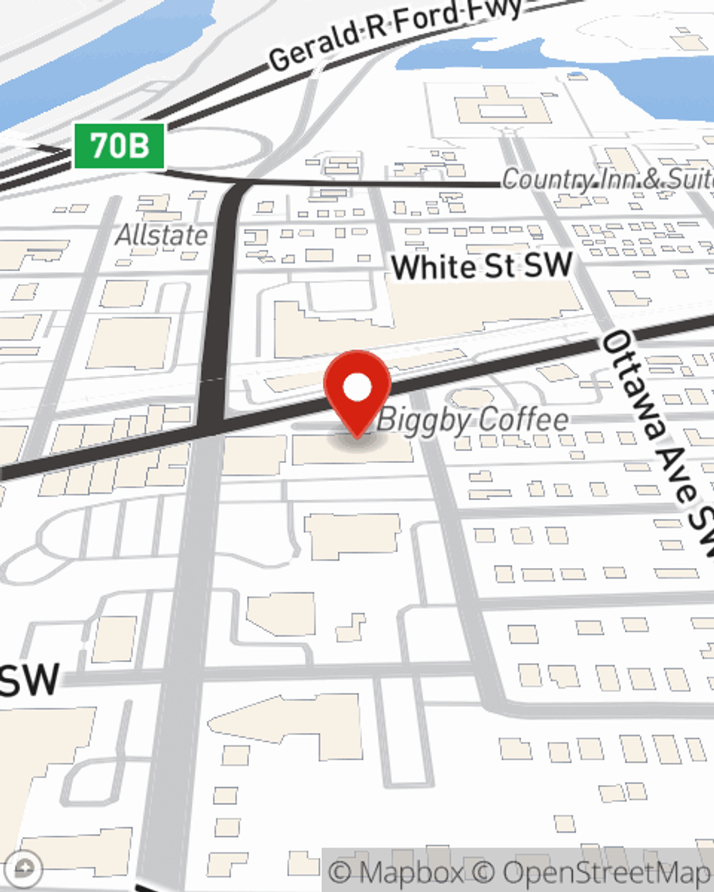 Map showing State Farm Agent Michael Cardenas's office at 3942 30th Street SW, Grandville, MI