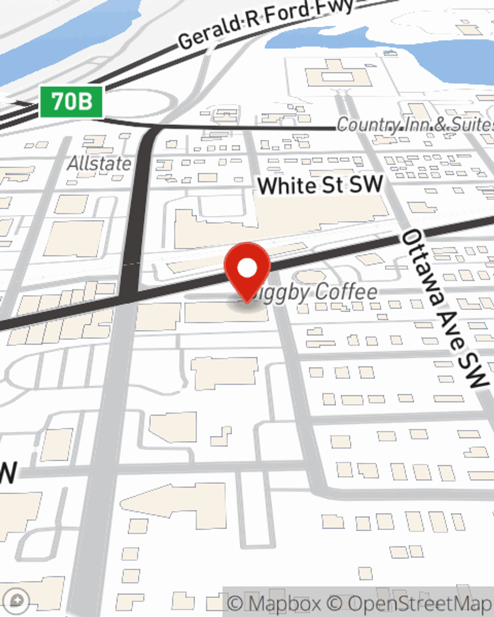 Map showing State Farm Agent Michael Cardenas's office at 3942 30th Street SW Grandville, MI