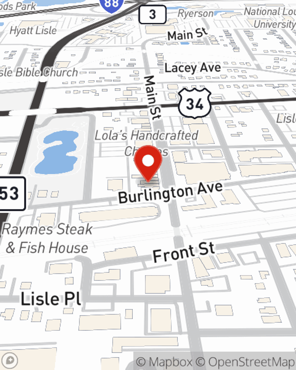 Map showing State Farm Agent's office