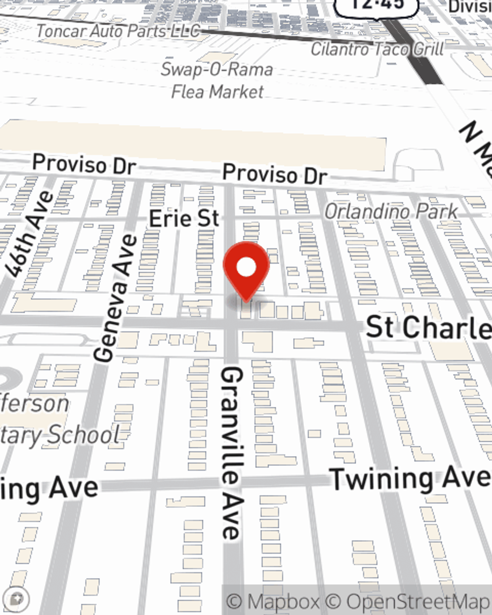 Map showing State Farm Agent James Tate, Jr's office at 4321 Saint Charles Road, Bellwood, IL