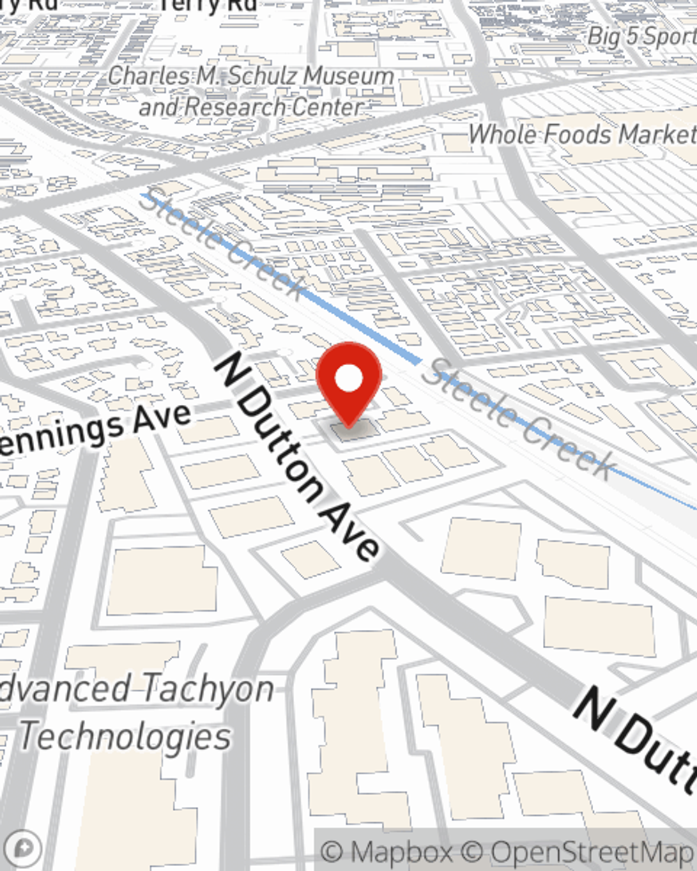 Map showing State Farm Agent Carmel Curiel Larios's office at 1400 N Dutton Ave #9, Santa Rosa, CA