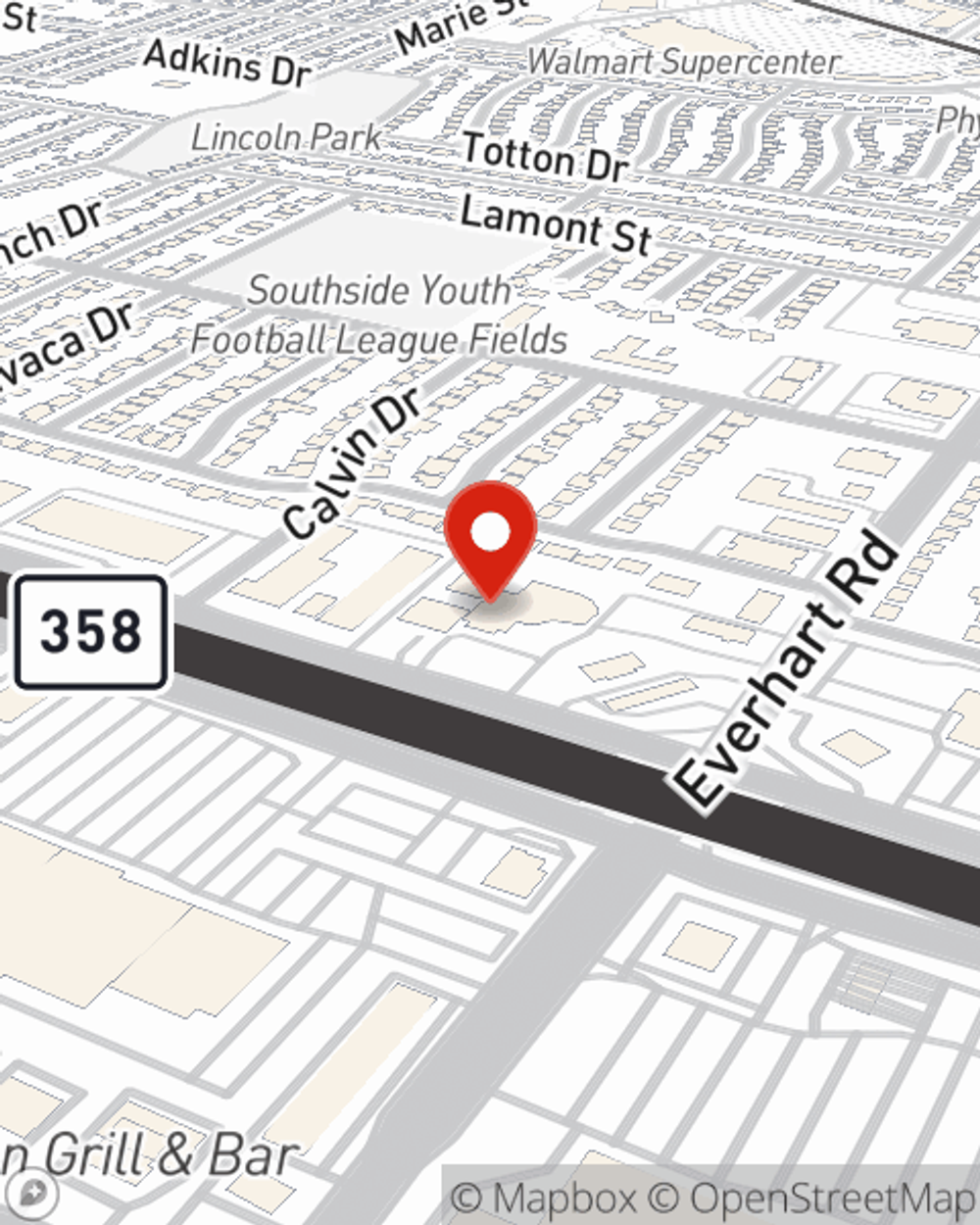 Map showing State Farm Agent Enrique Espinoza's office at 4750 S Padre Island Dr Bldg 2 Unit A Corpus Christi, TX