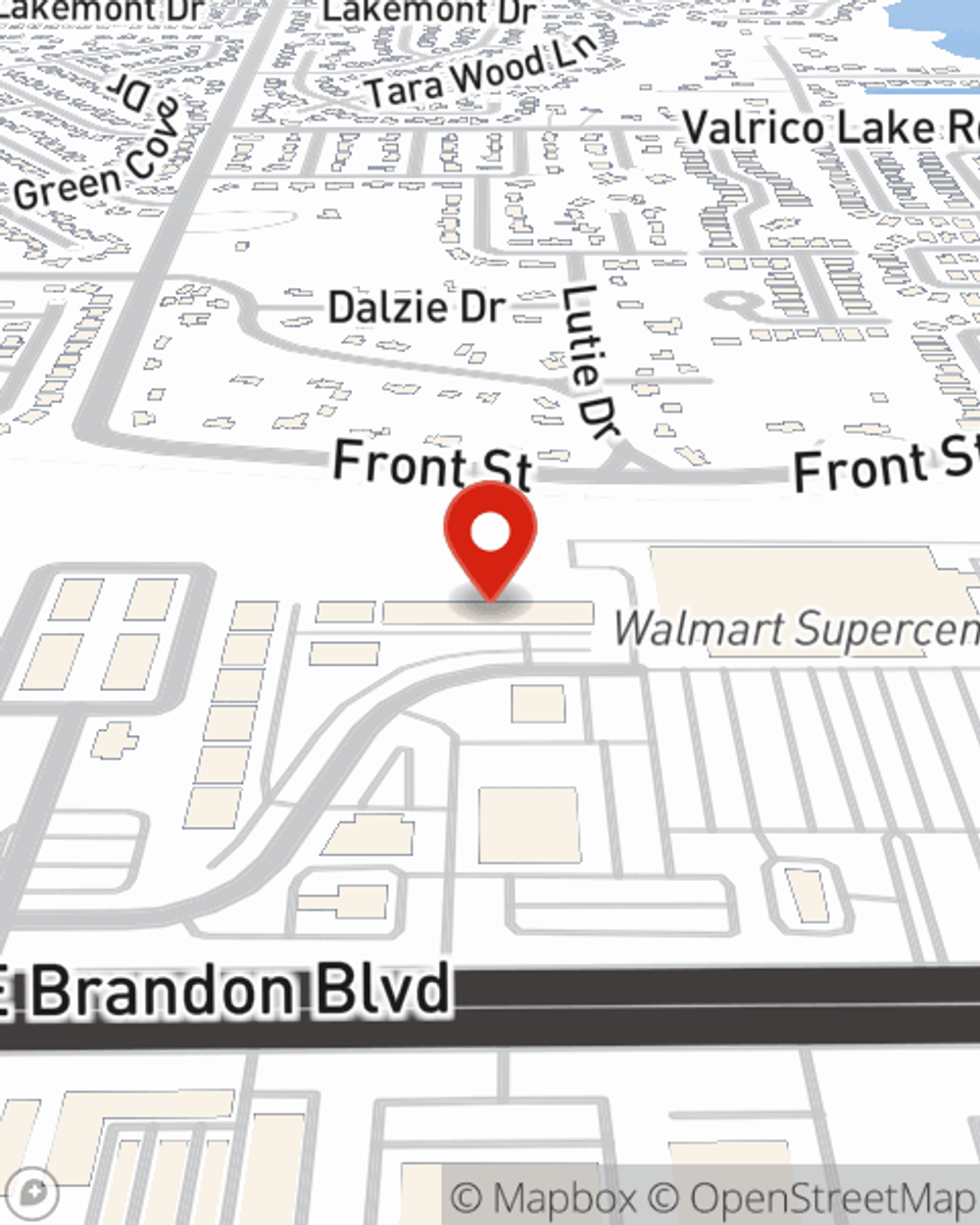 Map showing State Farm Agent Quentin Sanders's office at 1076 E Brandon Blvd Suite 214, Brandon, FL