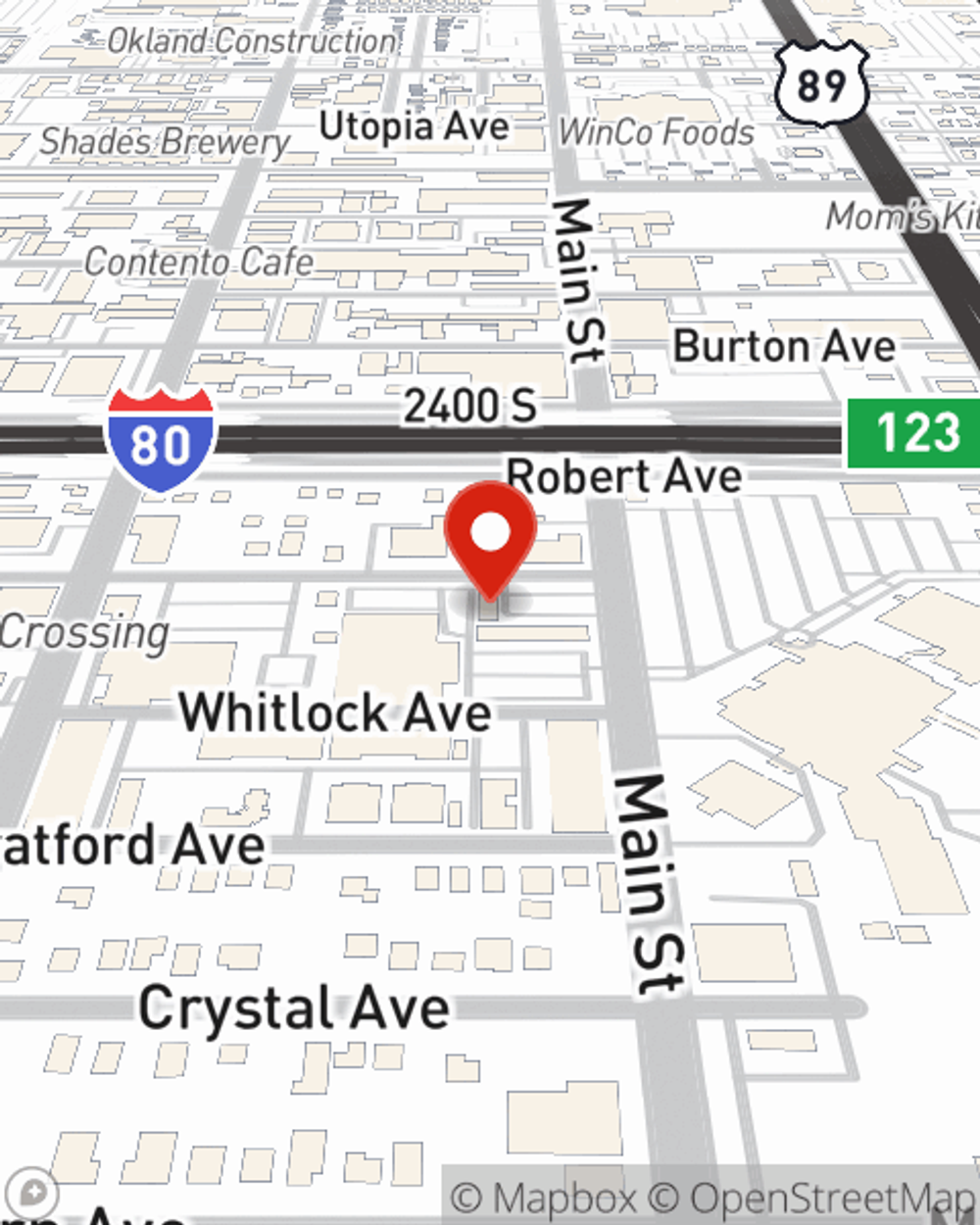 Map showing State Farm Agent David Wierschem's office at 2480 S Main Street Suite 200 South Salt Lake, UT