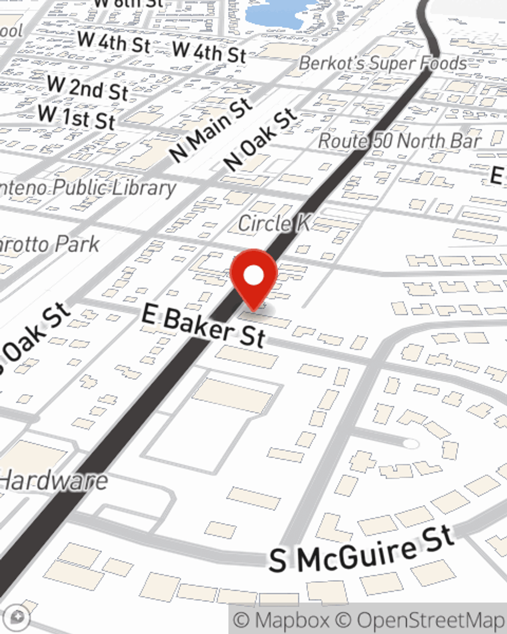 Map showing State Farm Agent Mark Moylan's office at 190 S Locust Street, Manteno, IL