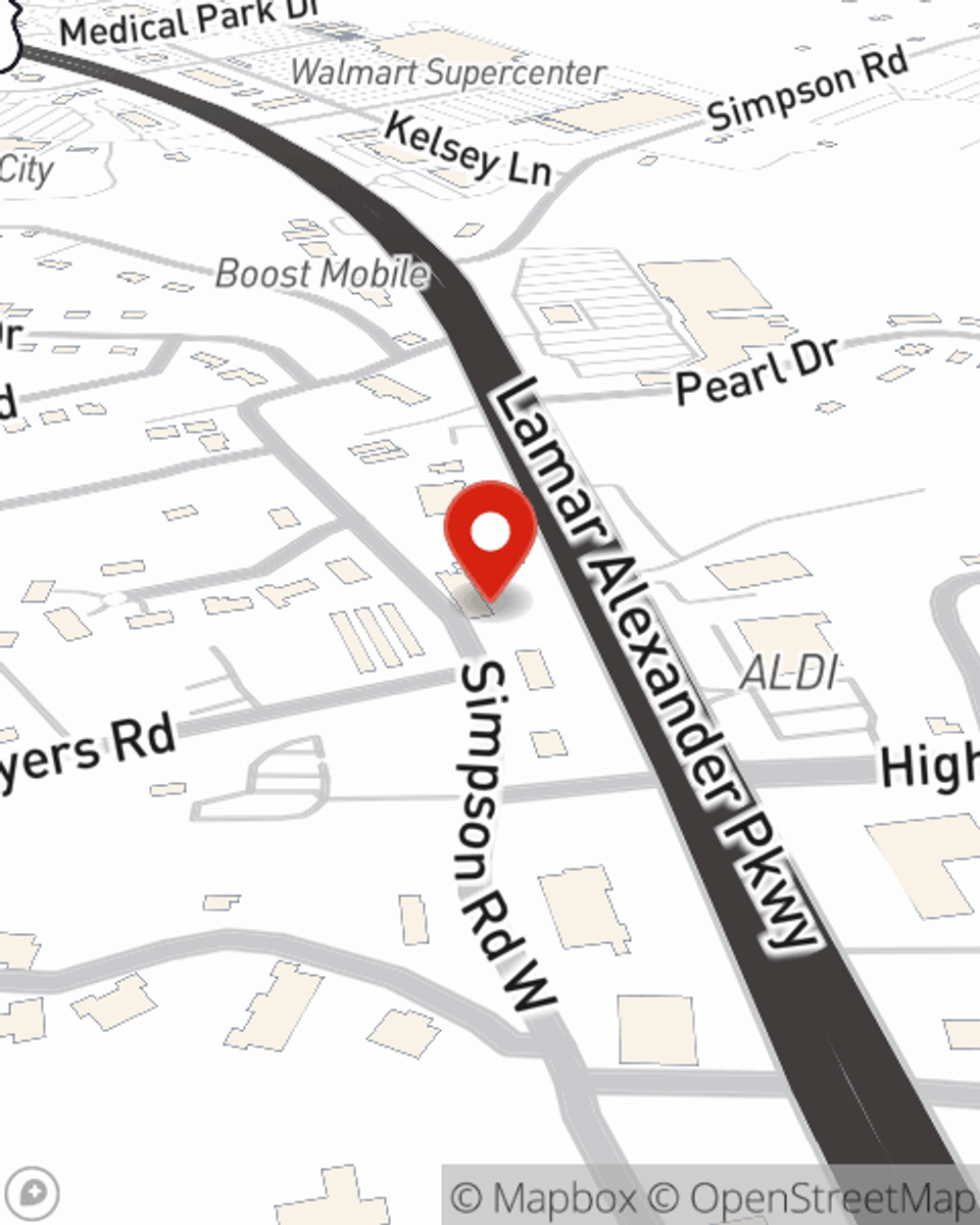 Map showing State Farm Agent Bruce Martin's office at 730 Highway 321 North, Suite 109, Lenoir City, TN