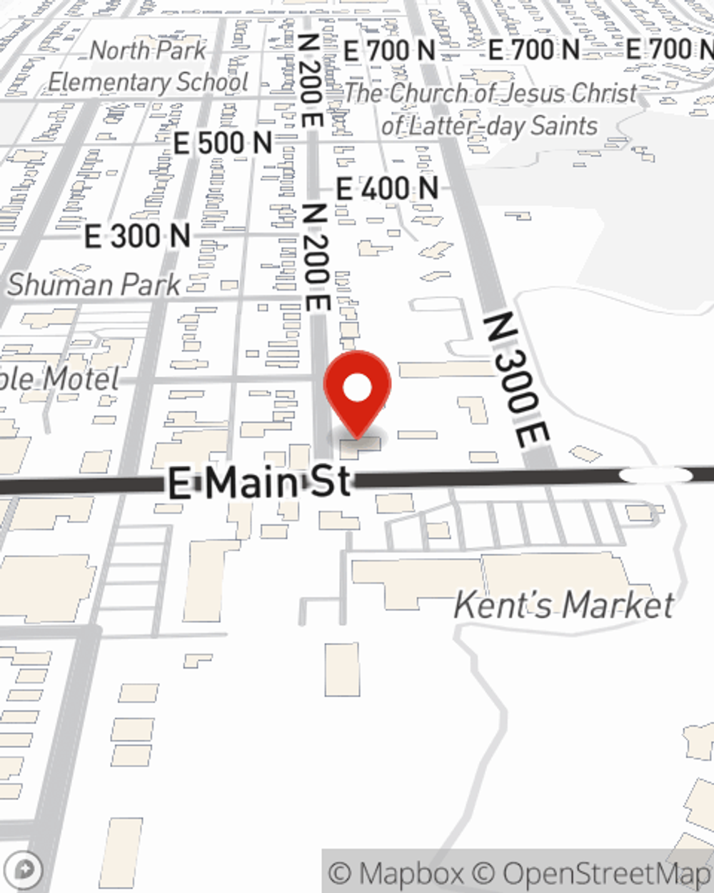 Map showing State Farm Agent Rigo Chaparro's office at 18 North 200 East, Ste 201, Tremonton, UT
