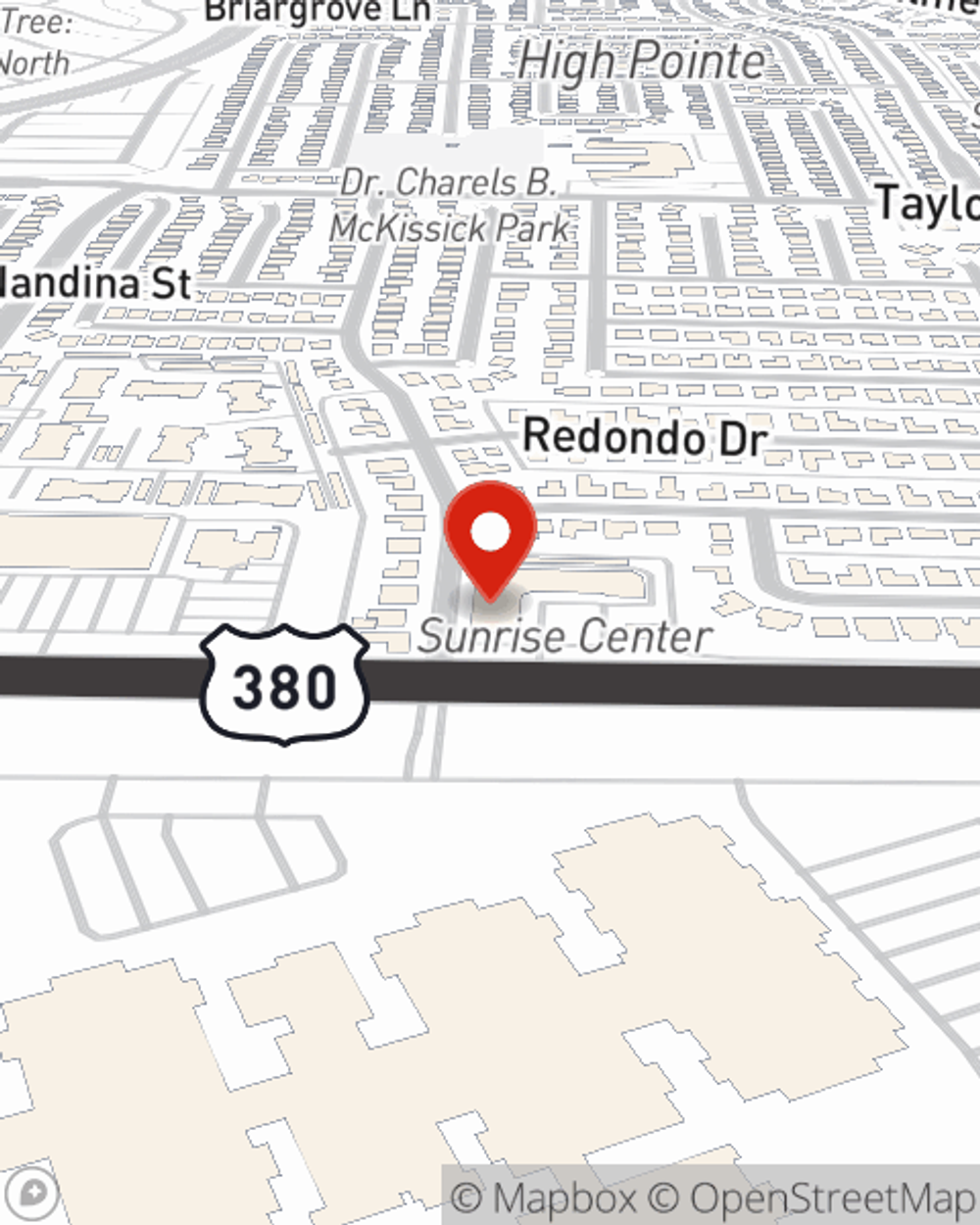 Map showing State Farm Agent Pete Knight's office at 2414 W University Drive, Ste 114-A, McKinney, TX