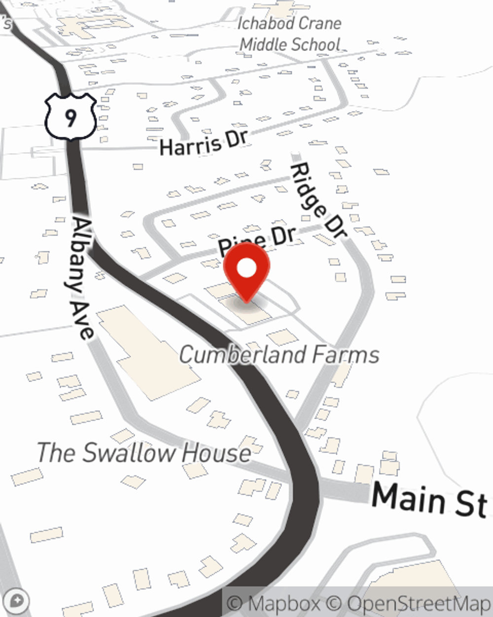 Map showing State Farm Agent's office