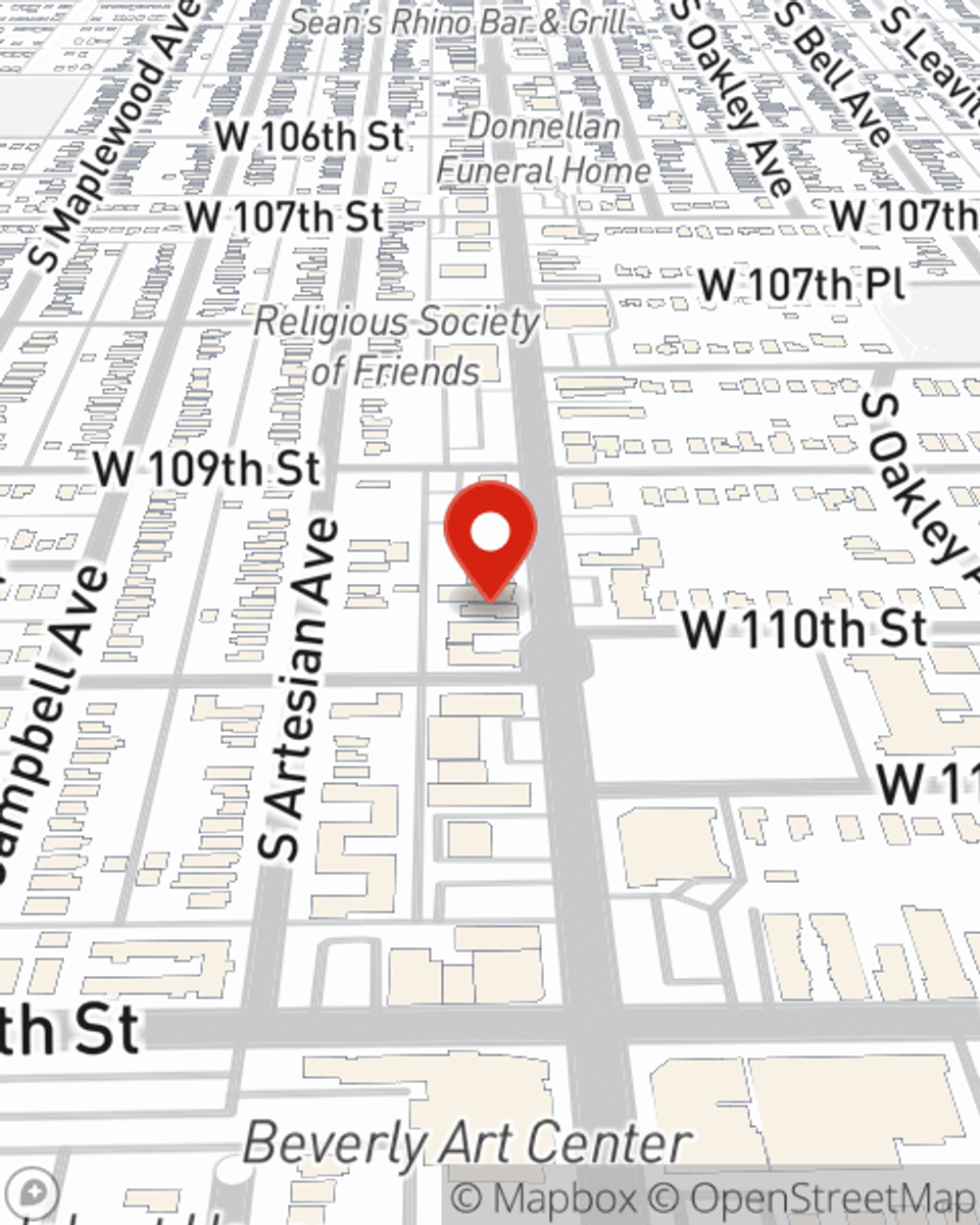 Map showing State Farm Agent Curtis Restko's office at 10944 S Western Avenue, Chicago, IL