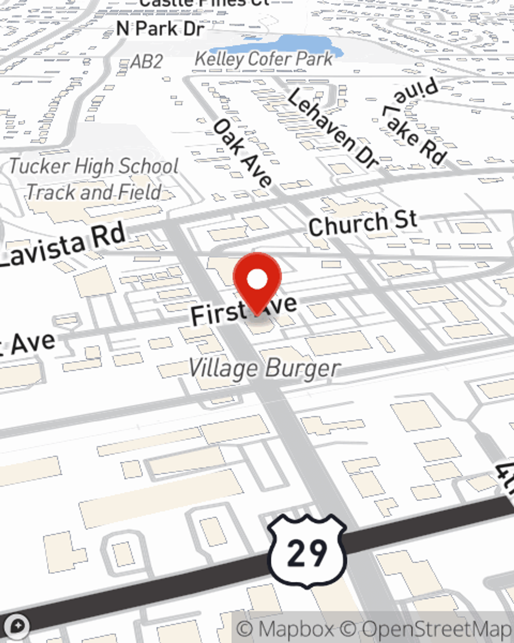 Map showing State Farm Agent's office