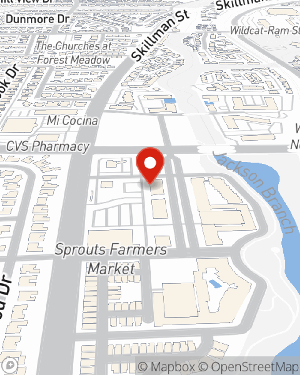 Map showing State Farm Agent Jennifer Wilcox's office at 7170 Skillman St Ste 160, Dallas, TX