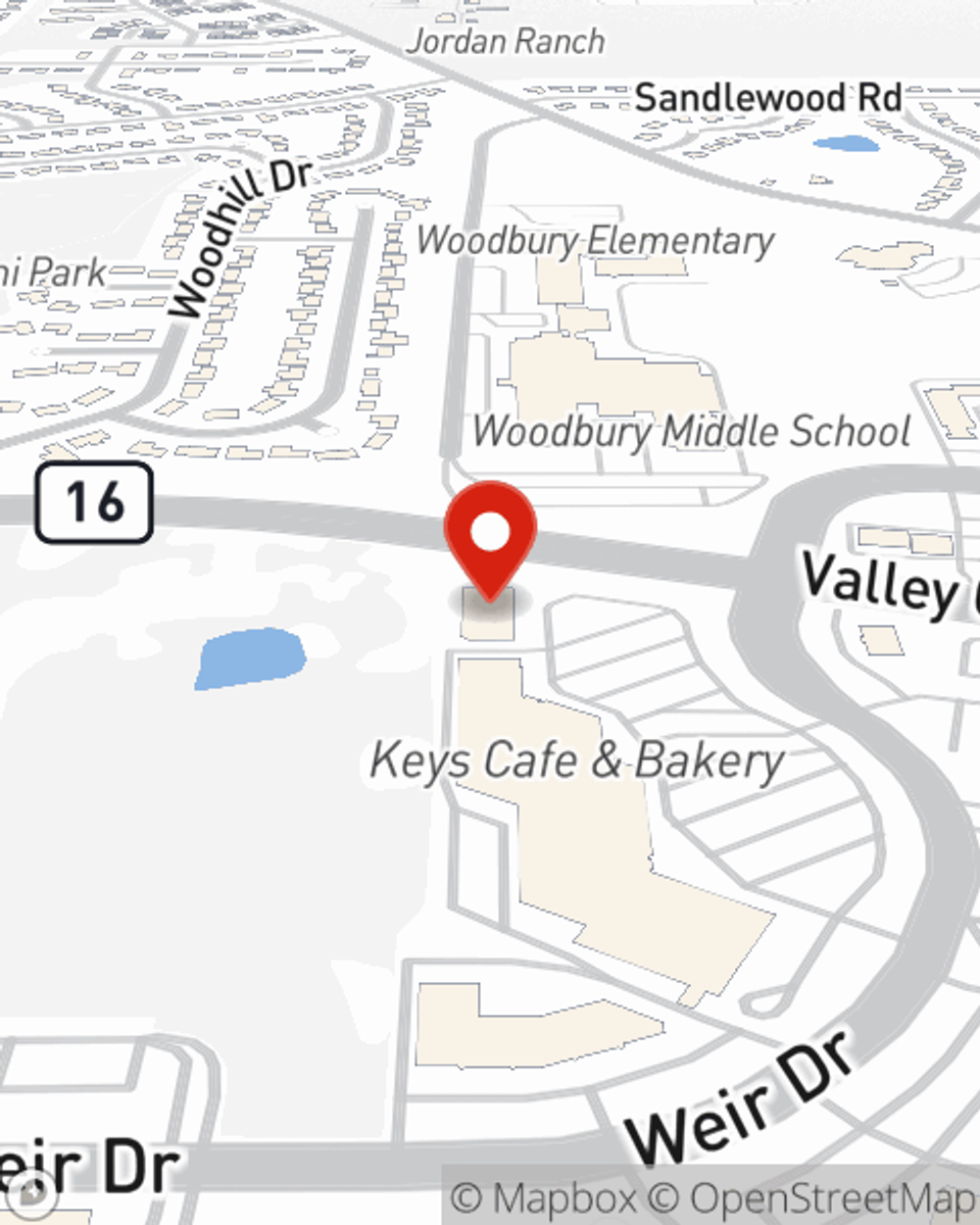 Map showing State Farm Agent Dan Stoudt's office at 1740 Weir Drive, Suite 25, Woodbury, MN