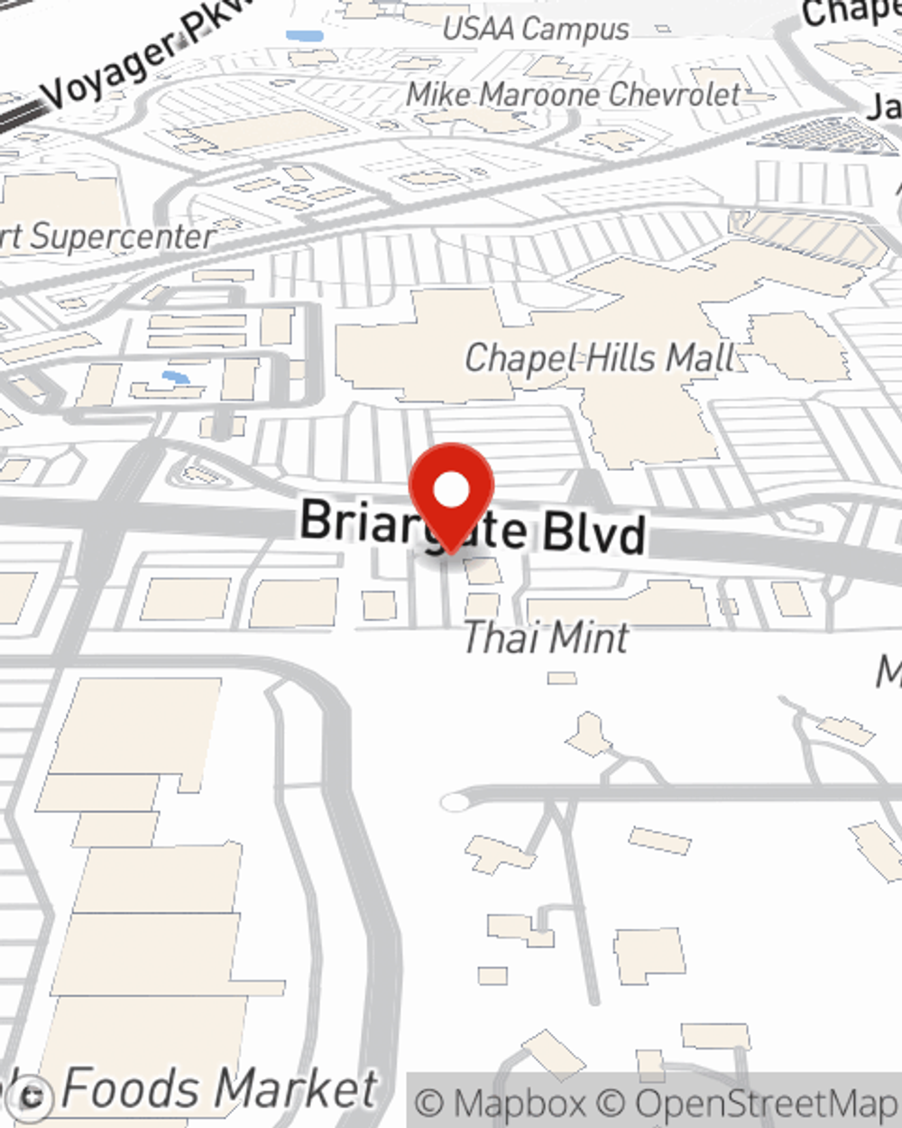 Map showing State Farm Agent Kendra Gries's office at 1685 Briargate Blvd, Suite B, Colorado Springs, CO