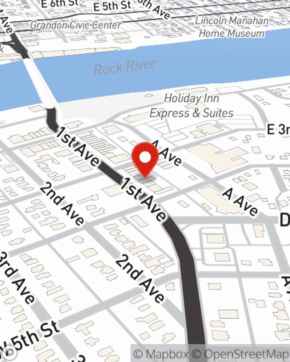 Map showing State Farm Agent Shay Brown's office at 313 1st Avenue, Rock Falls, IL
