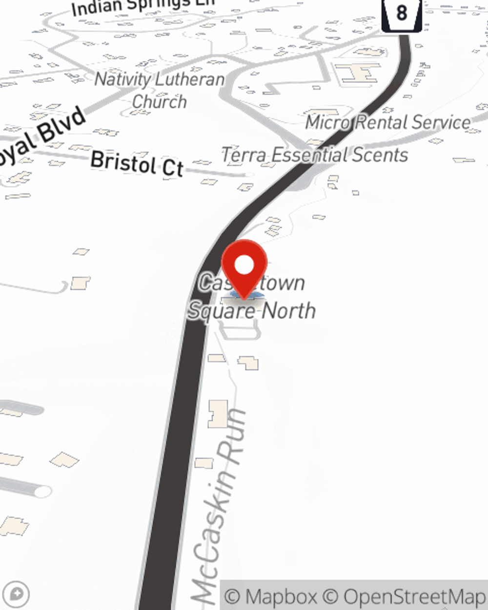 Map showing State Farm Agent's office
