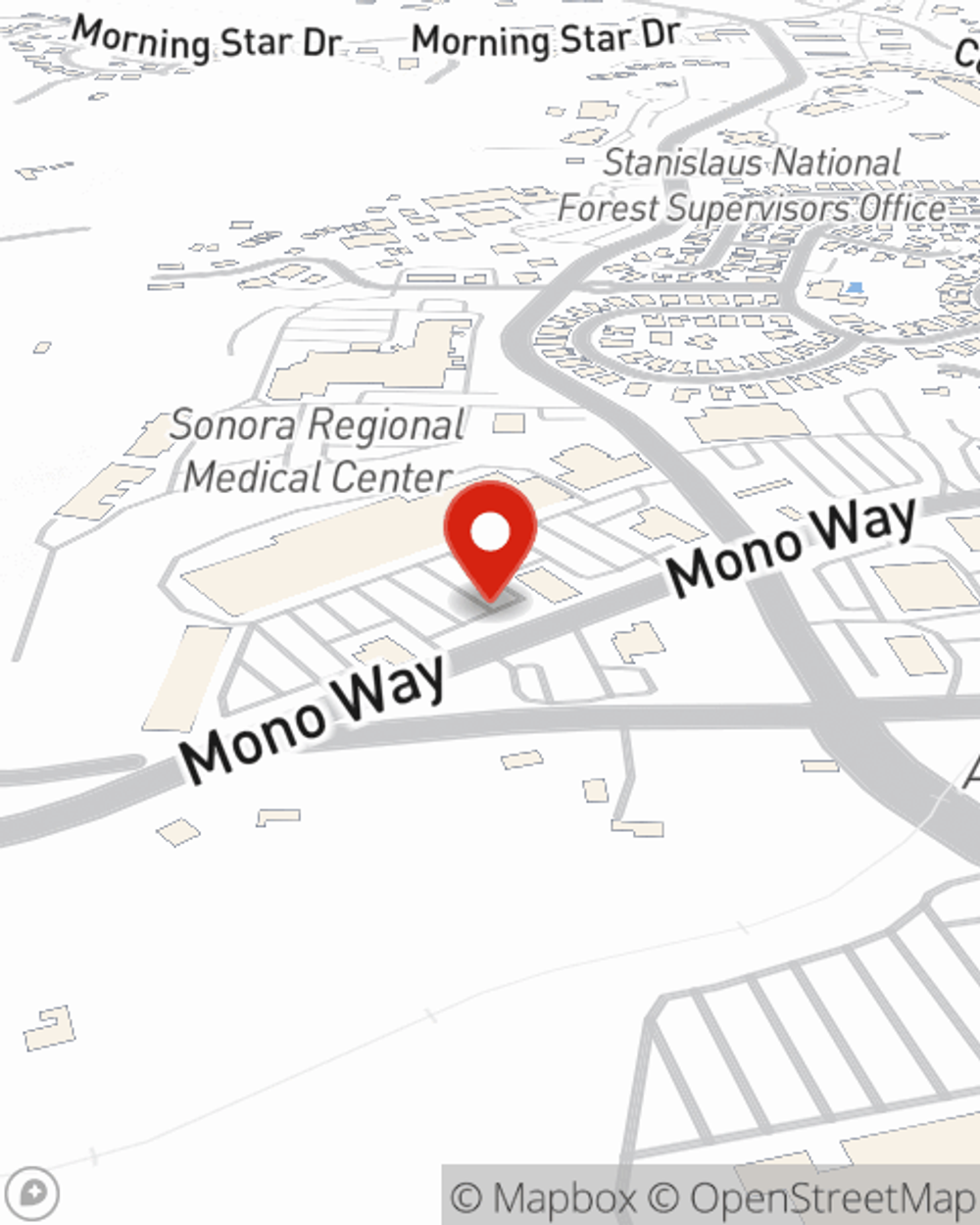 Map showing State Farm Agent Buzz Garvin's office at 724 E Mono Way, Sonora, CA