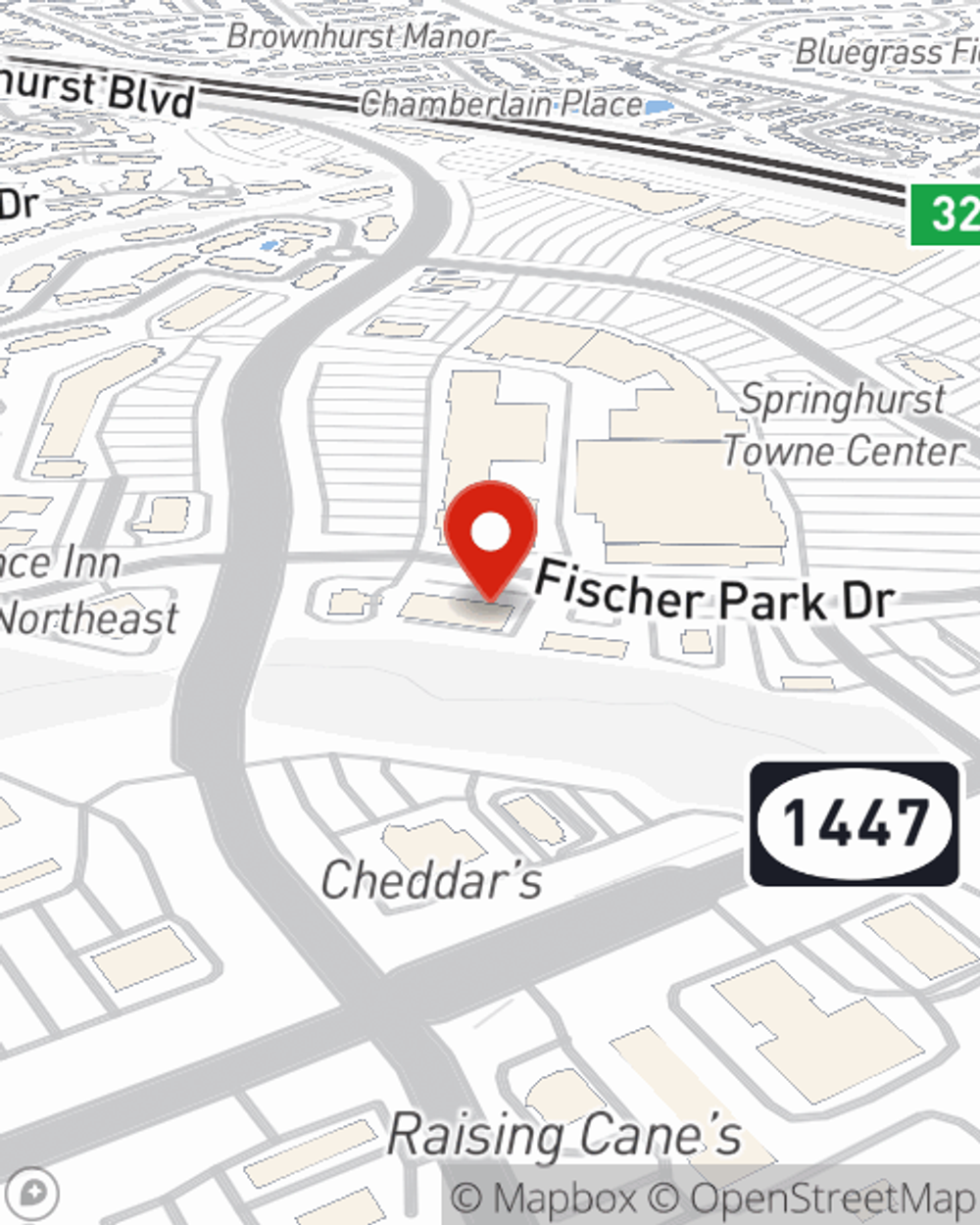 Map showing State Farm Agent Adam Waldner's office at 10517c Fischer Park Drive, Louisville, KY