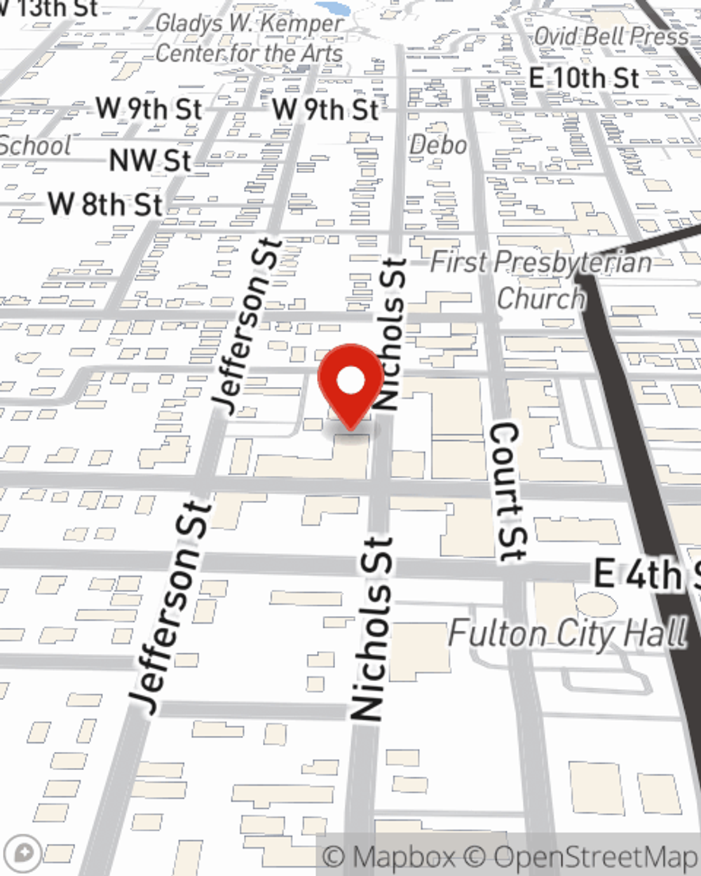 Map showing State Farm Agent Don Woodson's office at 517 Nichols, Fulton, MO