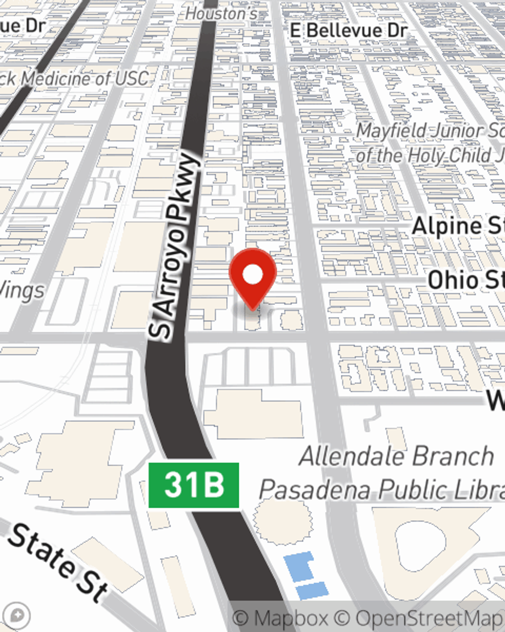 Map showing State Farm Agent's office