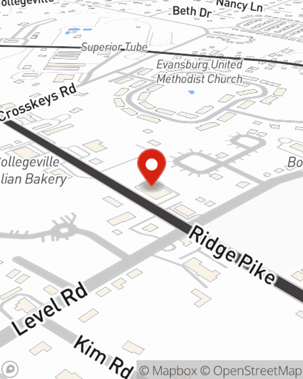 Map showing State Farm Agent Andrew McGinley's office at 3815 Ridge Pike # 6, Collegeville, PA