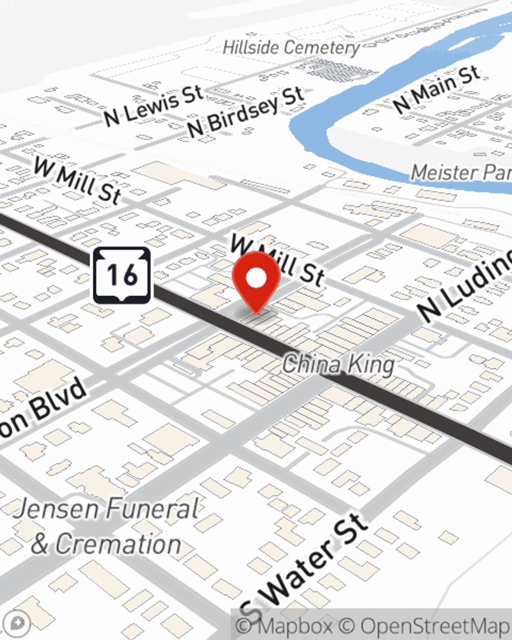 Map showing State Farm Agent Dave Maylone's office at 156 W James Street Columbus, WI