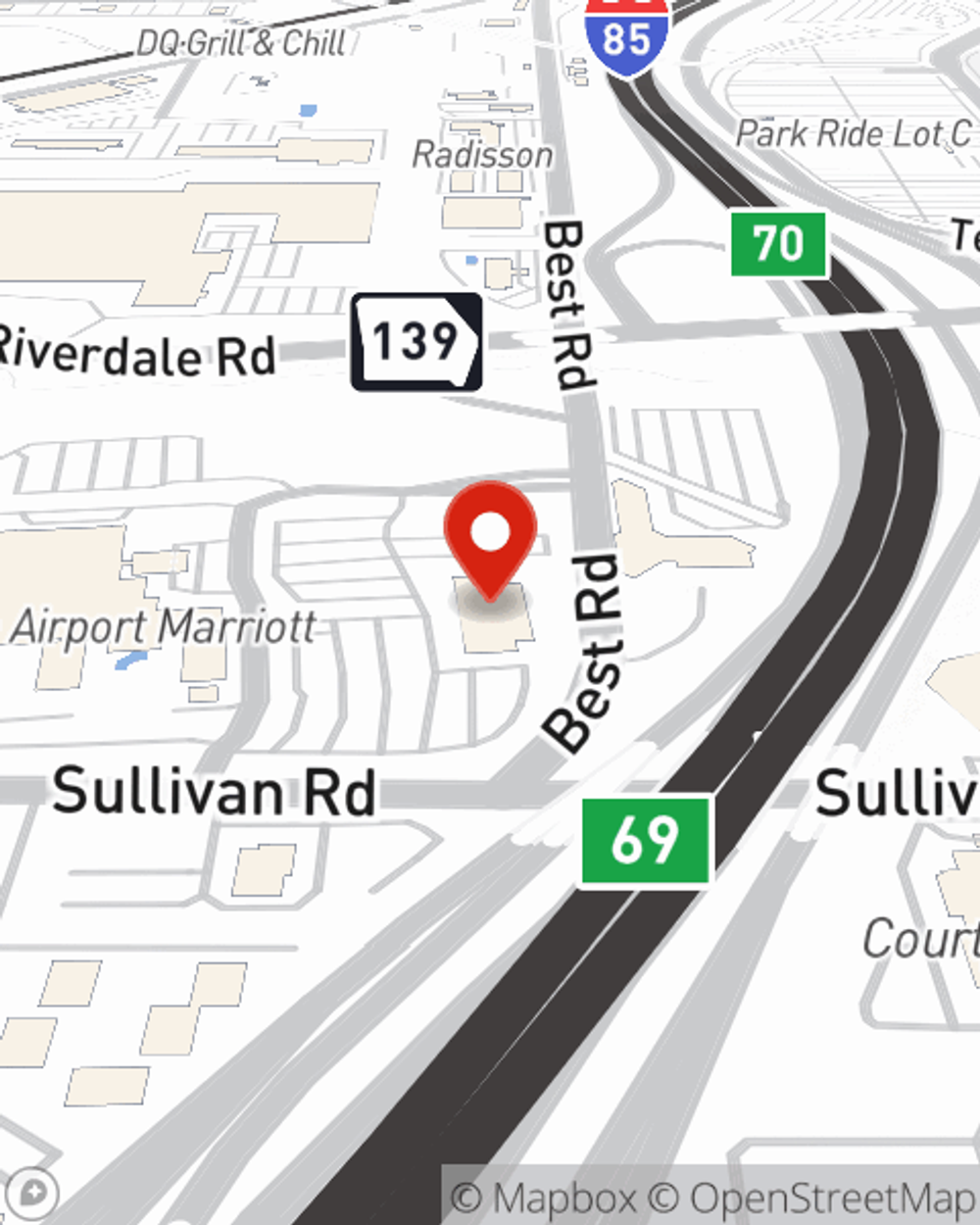 Map showing State Farm Agent Joe McKnight's office at 4751 Best Road Suite 304 College Park, GA