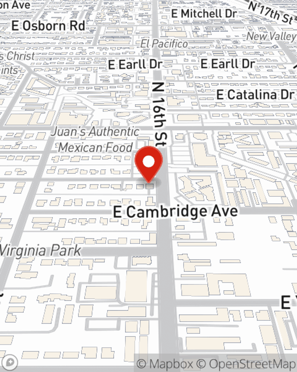 Map showing State Farm Agent Norina Arvizu-Koch's office at 2716 N 16th St, Phoenix, AZ