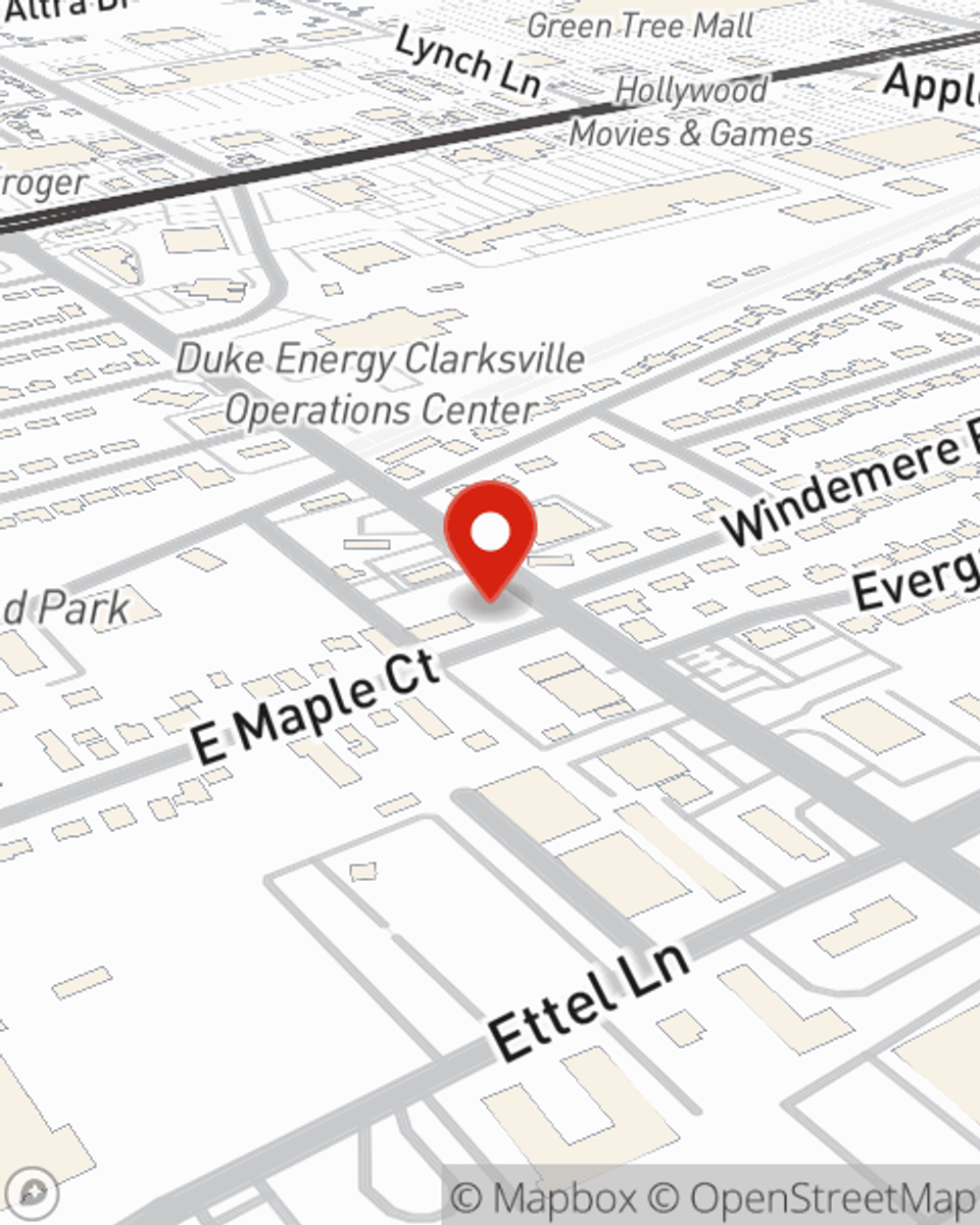 Map showing State Farm Agent Doug Fisher's office at 1101 Eastern Blvd, Clarksville, IN