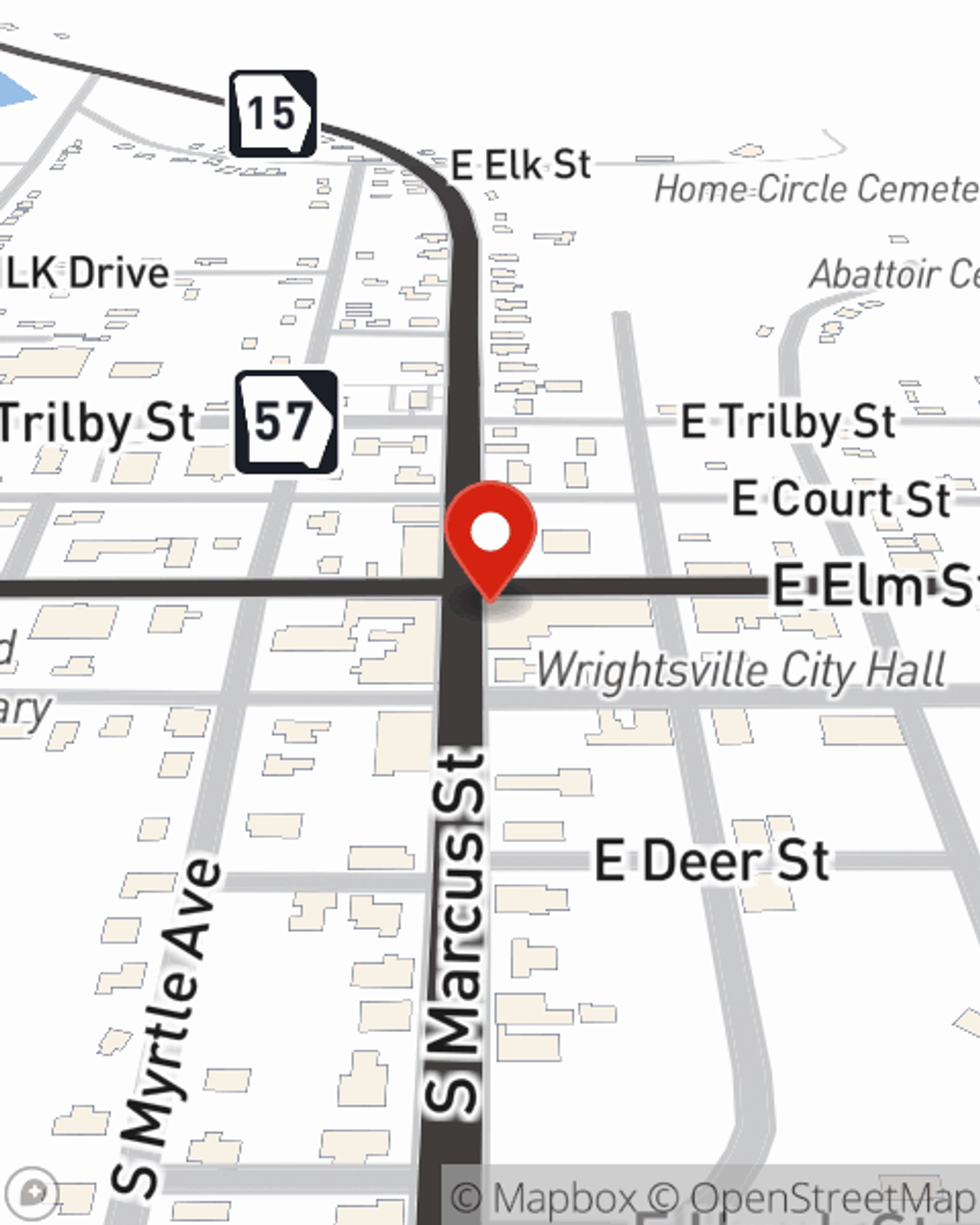 Map showing State Farm Agent's office