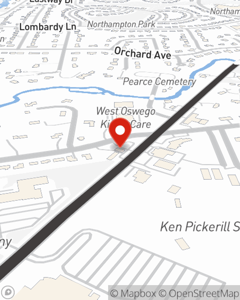 Map showing State Farm Agent Pat Tumilty's office at 411 Chicago Road, Oswego, IL