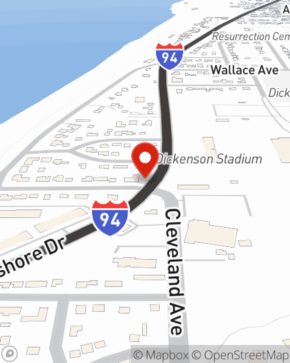 Map showing State Farm Agent Jonah McDonough's office at 2606 Lakeshore Drive, Saint Joseph, MI