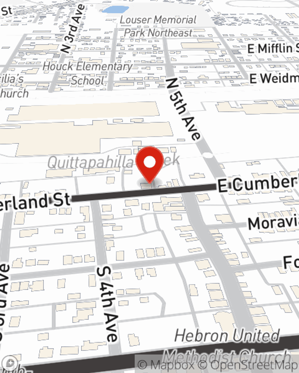 Map showing State Farm Agent Cole Miller's office at 429 E Cumberland Street, Lebanon, PA