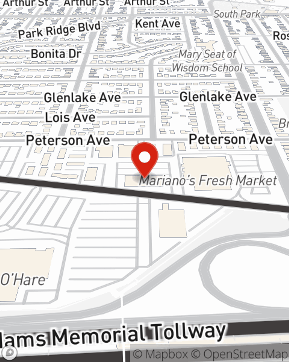 Map showing State Farm Agent John Tyler Carlson's office at 1030 W Higgins Rd Suite 330, Park Ridge, IL