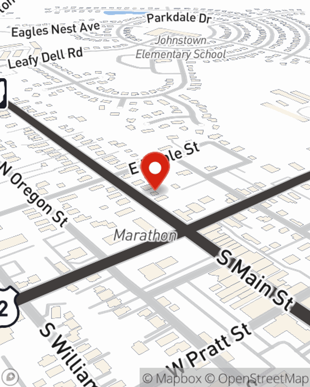 Map showing State Farm Agent Logan Walton's office at 44 S Main Street, Johnstown, OH