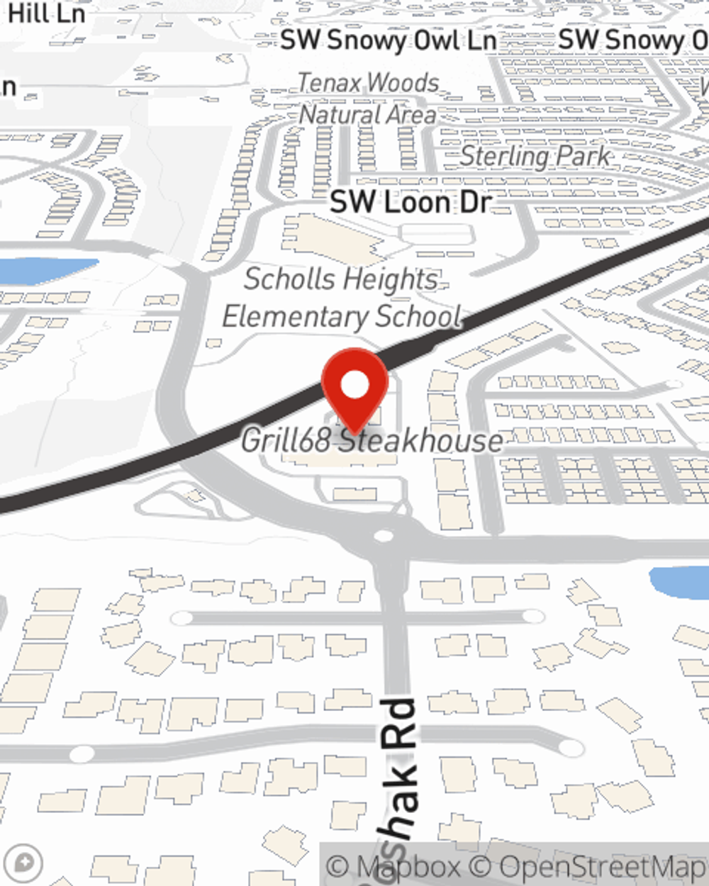 Map showing State Farm Agent Glenn Horton's office at 16315 SW Barrows Rd Ste A202 Beaverton, OR