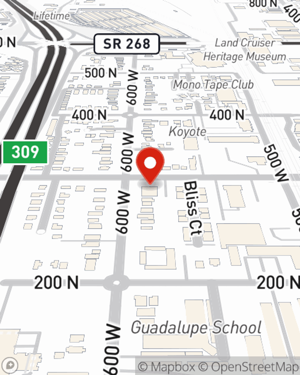 Map showing State Farm Agent Bekka Carlson's office at 567 W 300 N, Salt Lake Cty, UT