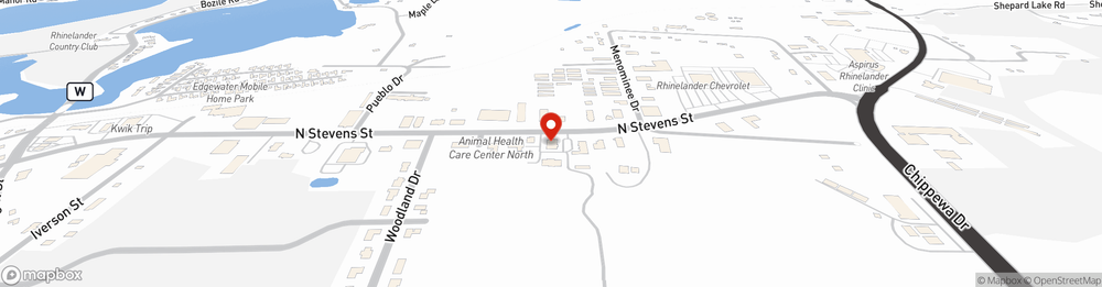 Map showing State Farm Agent Ben Rabenn's office at 1860 N Stevens Street Suite B, Rhinelander, WI