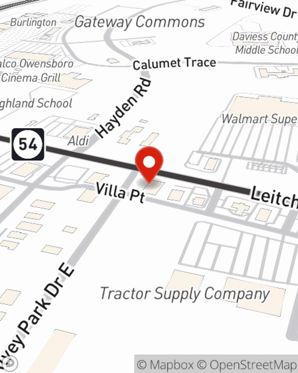 Map showing State Farm Agent Daniel Dick's office at 3101 Alvey Park Drive E, Ste B, Owensboro, KY