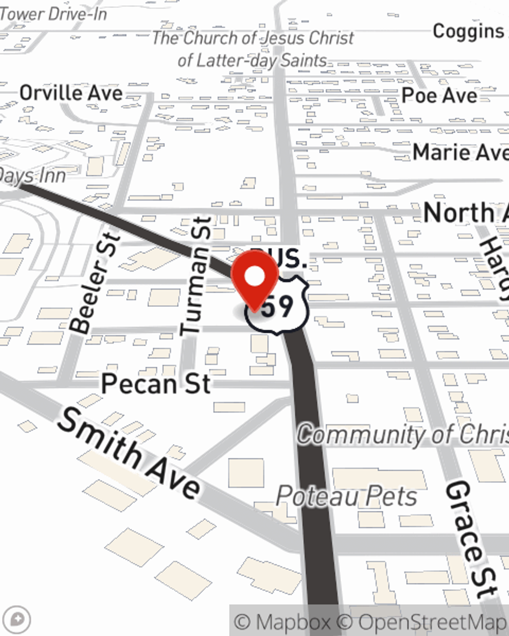Map showing State Farm Agent's office